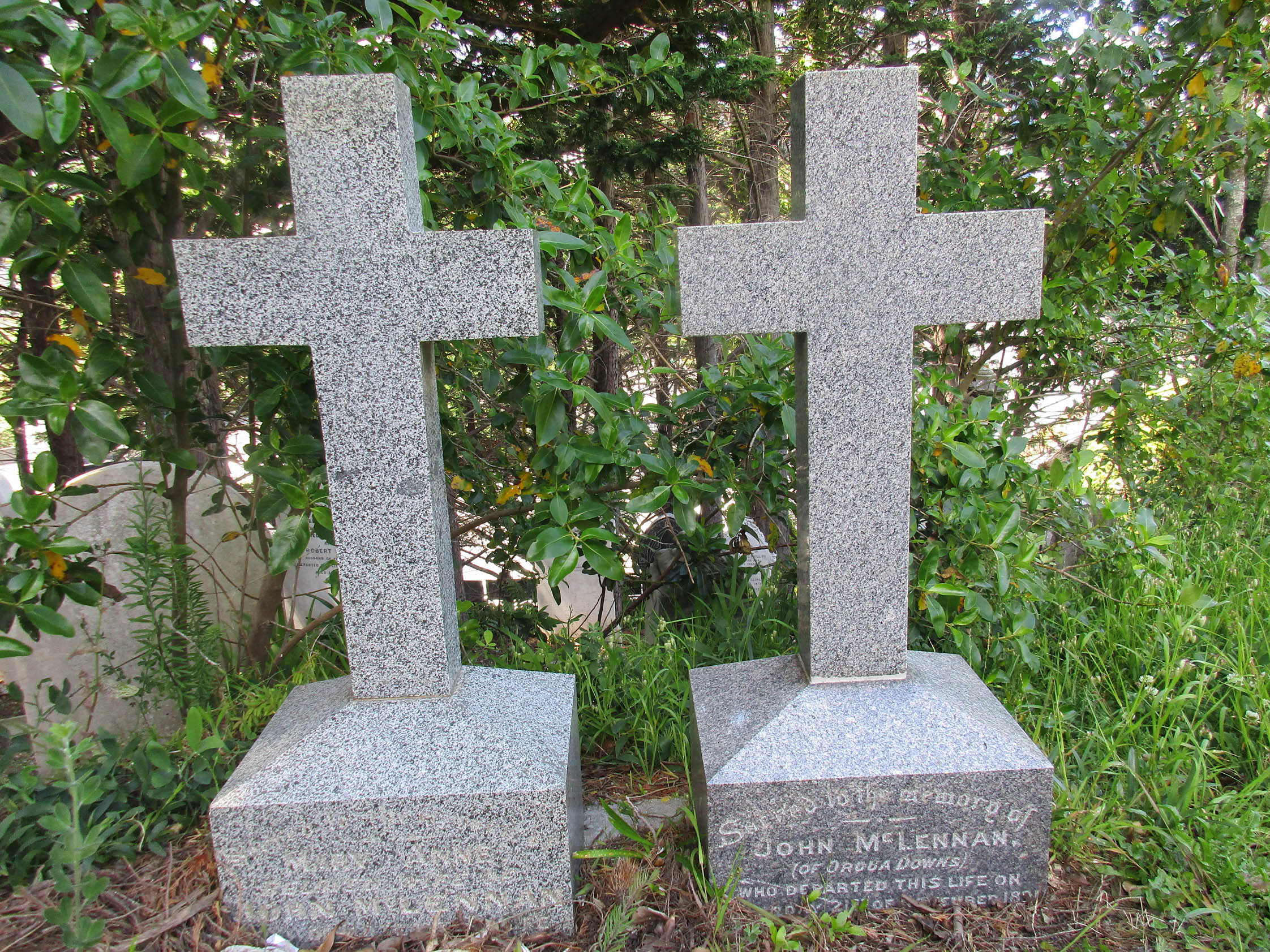 Photo of headstones/John & Mary Ann McLennan hdstns Wellington Bolton Street